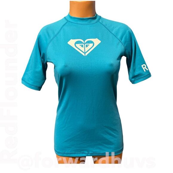 Roxy Women's Whole Hearted Rashguard Short Sleeve 50+ UV Protection Size 10 - Picture 3 of 13